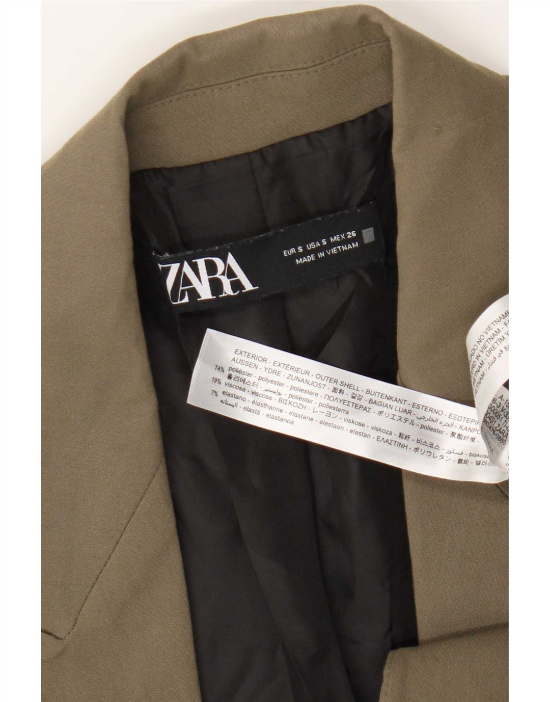 Zara Veste Blazer Double Boutonnage Homme UK 36 Petit Beige Polyester