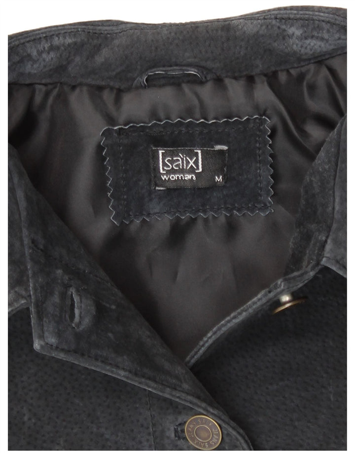 veste en daim femme vintage UK 14 cuir gris moyen