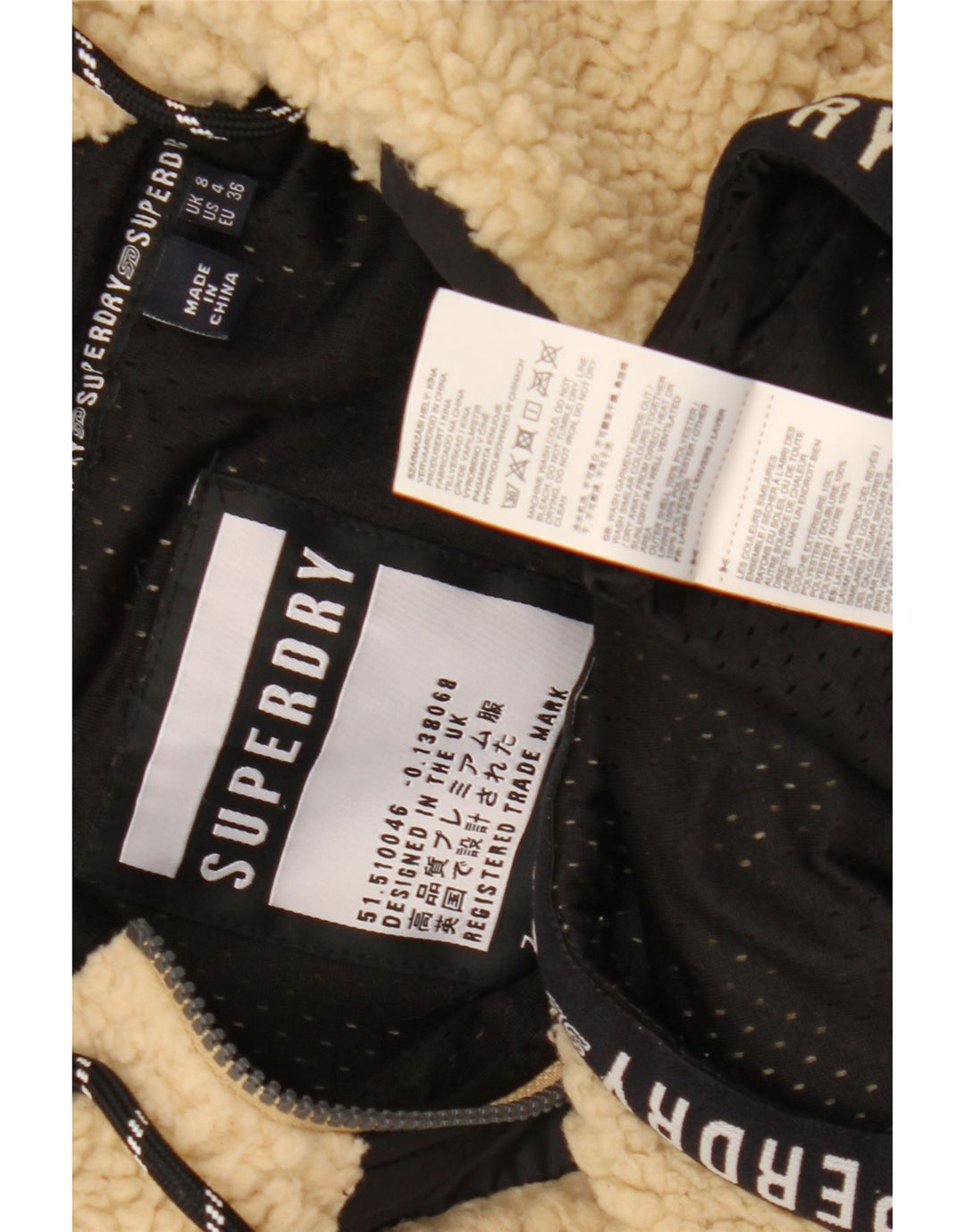 Superdry Pull surdimensionné en polaire graphique pour femme UK 8 Small Beige