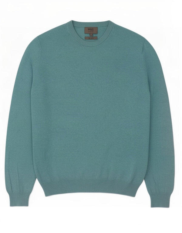 Marks & Spencer Pull Col Rond Homme Bleu Moyen Coton