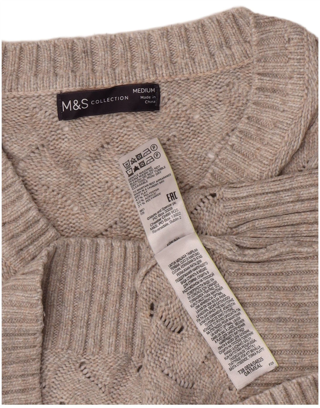 Marks & Spencer Pull court à col en V pour femme UK 14 Gris moyen