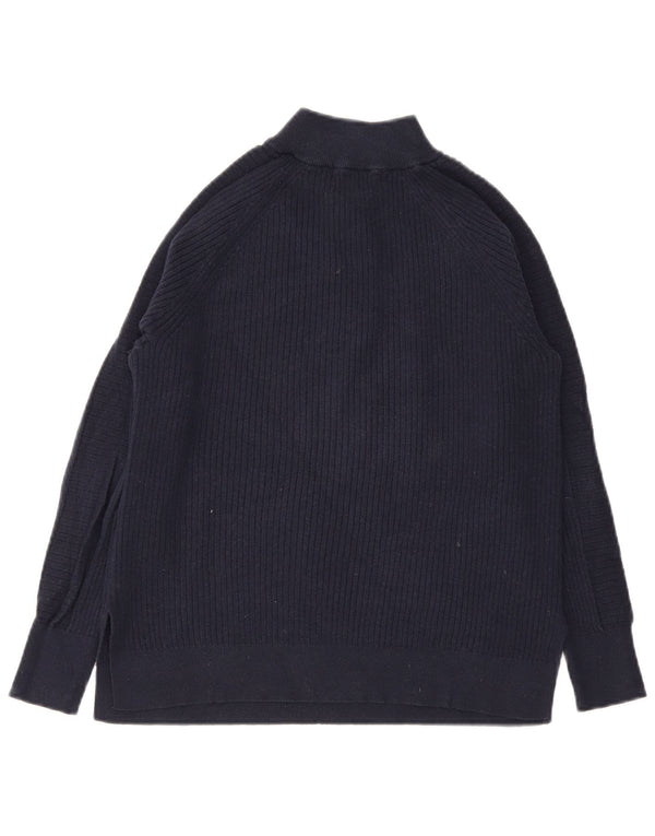 Marks & Spencer Pull à col zippé pour femme UK 14 Bleu marine moyen