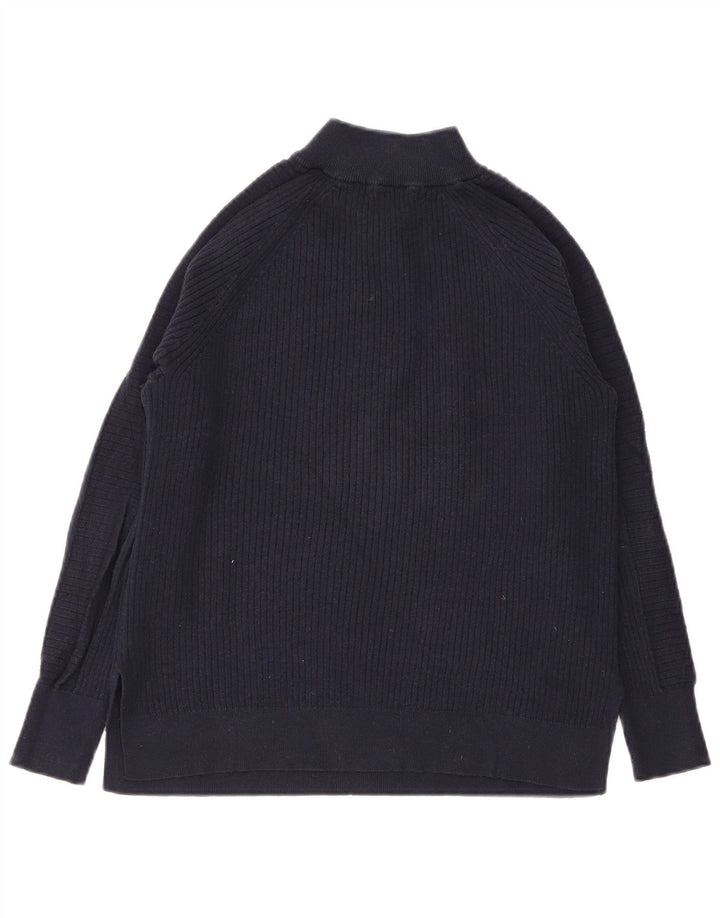 Marks & Spencer Pull à col zippé pour femme UK 14 Bleu marine moyen