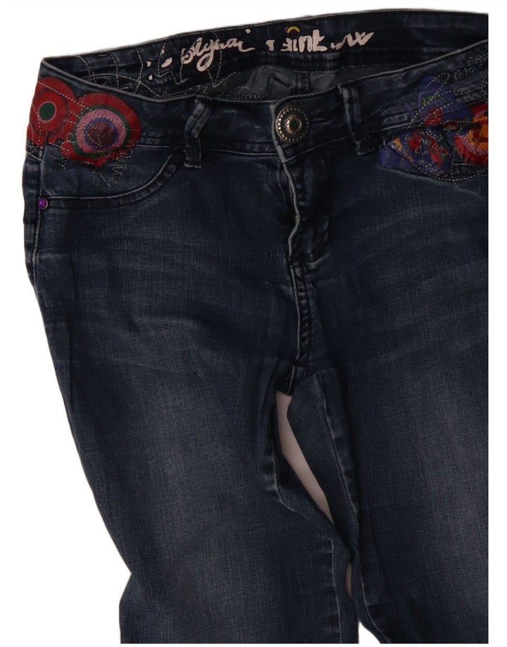 Desigual Femme Rainbow Joggers Jean droit W28 L30 Bleu Géométrique