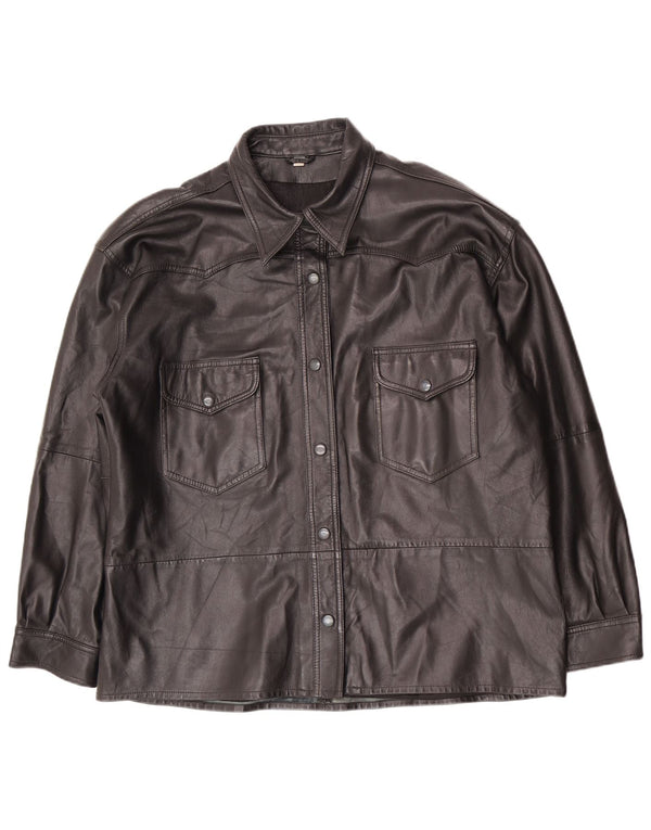veste en cuir surdimensionnée femme vintage EU 40 Noir Moyen