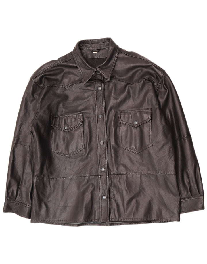 veste en cuir surdimensionnée femme vintage EU 40 Noir Moyen