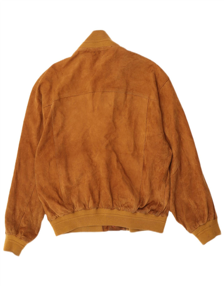 vintage Mens Suede Bomber Jacket IT 50 Grand Cuir Beige