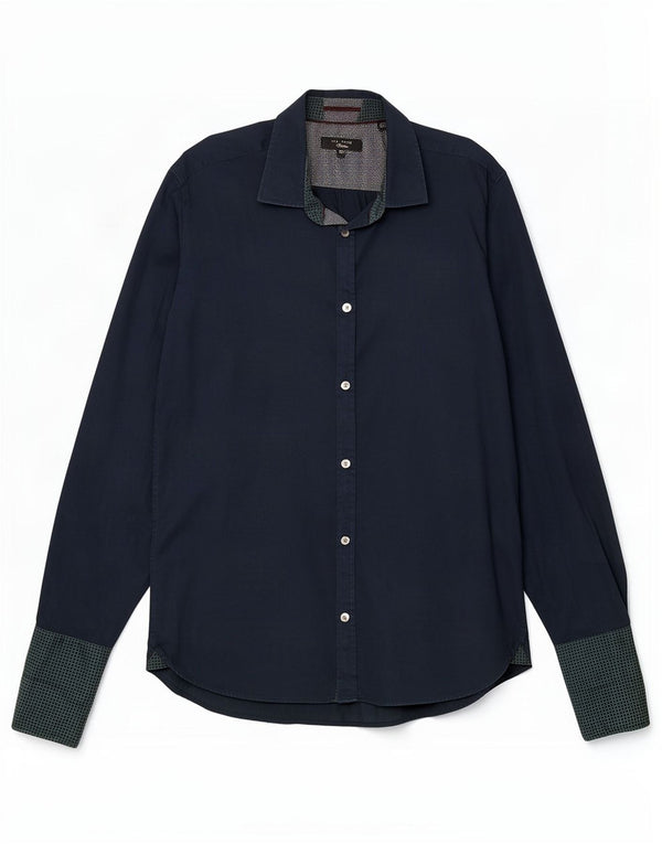 Ted Baker Chemise formelle pour homme Taille 15,5 Bleu marine moyen à pois