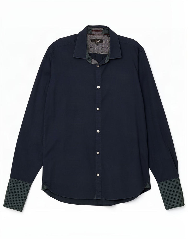 Ted Baker Chemise formelle pour homme Taille 15,5 Bleu marine moyen à pois