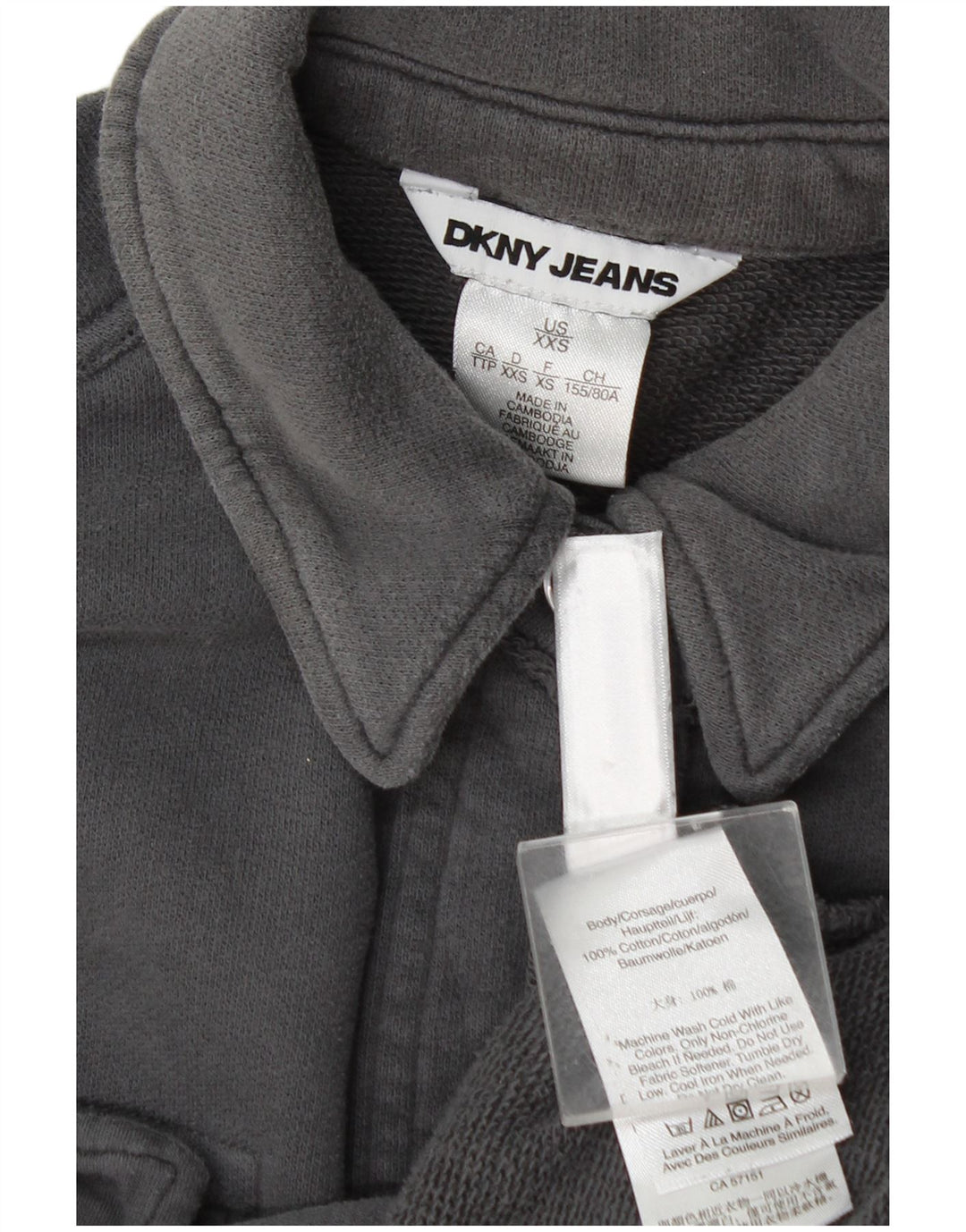 Dkny Surchemise Femme Chemise Oversize UK 2 2XS Gris Coton