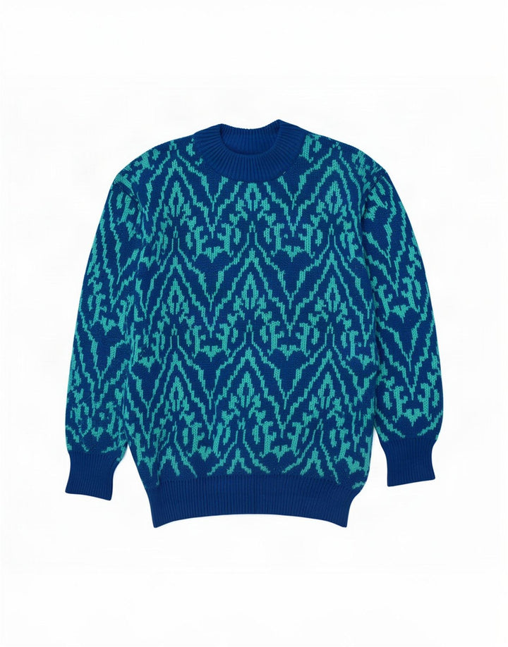vintage Mens Crew Neck Jumper Pull Moyen Bleu Paisley