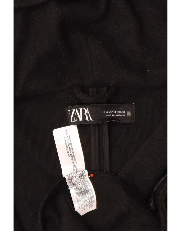 Zara Manteau à capuche pour femme UK 44 Medium Noir Polyester