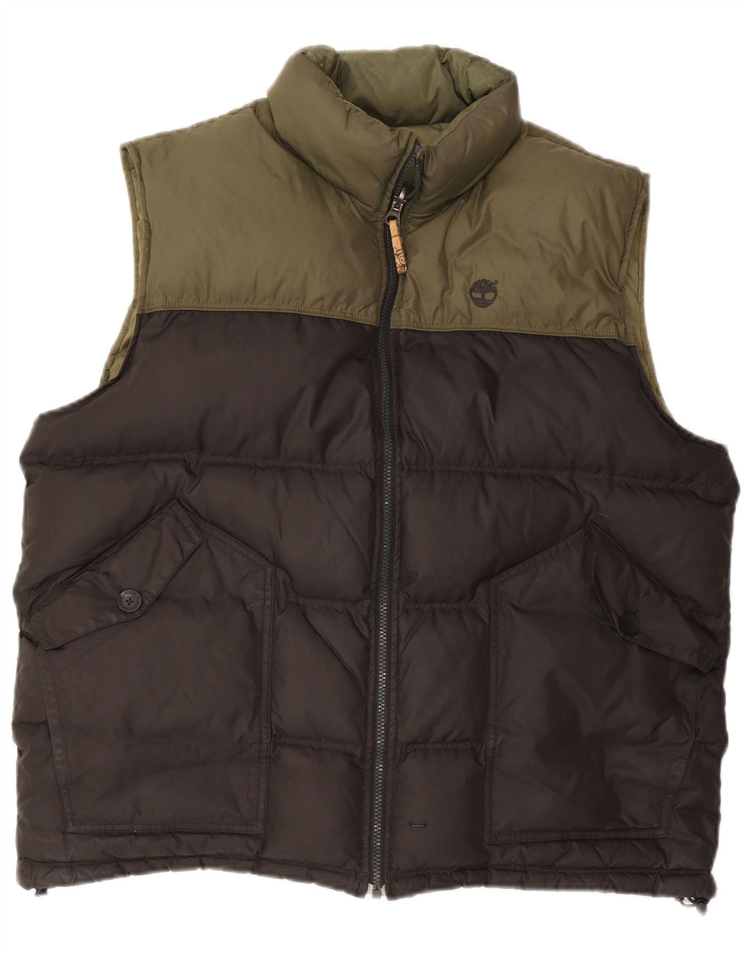 TIMBERLAND Gilet matelassé réversible pour homme UK 44 2XL Kaki Colourblock Nylon