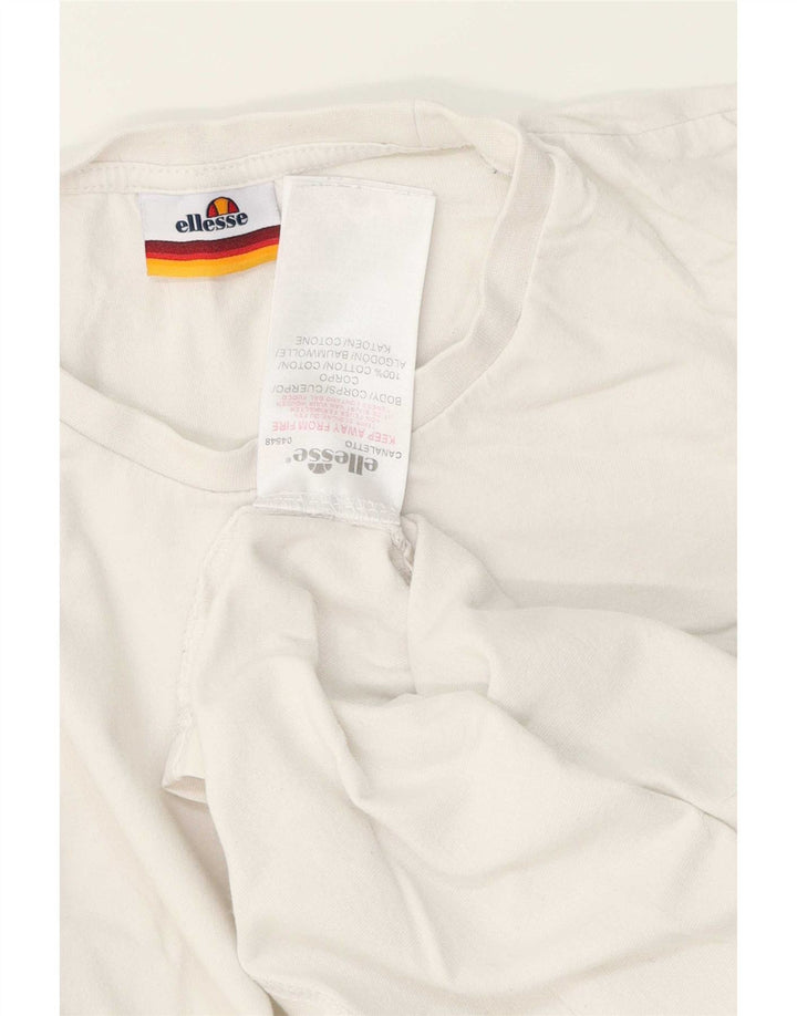 Ellesse Homme T-Shirt Top Petit Blanc Coton