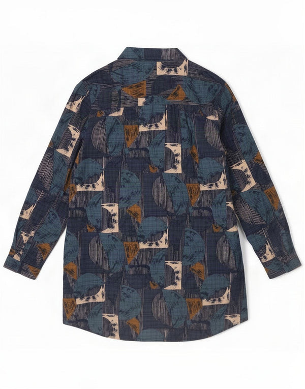Chemise femme Seasalt Cornwall UK 12 Coton géométrique bleu marine moyen