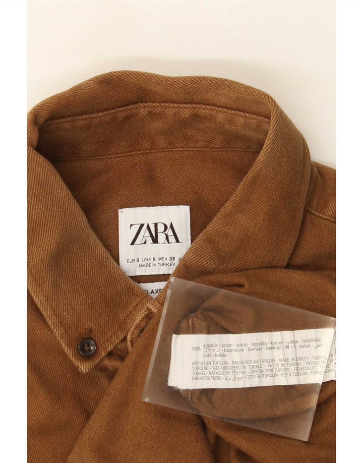 Zara Homme Chemise En Jean Petit Coton Beige
