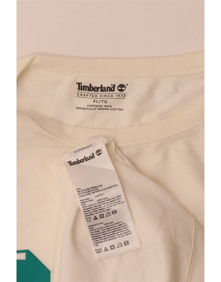 TIMBERLAND Haut graphique à manches longues XL en coton blanc cassé pour homme