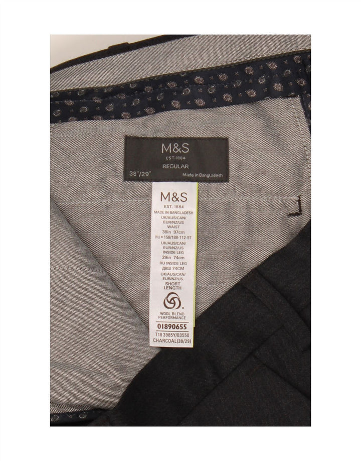 Marks & Spencer Pantalon de costume classique pour homme W38 L29 Gris Polyester