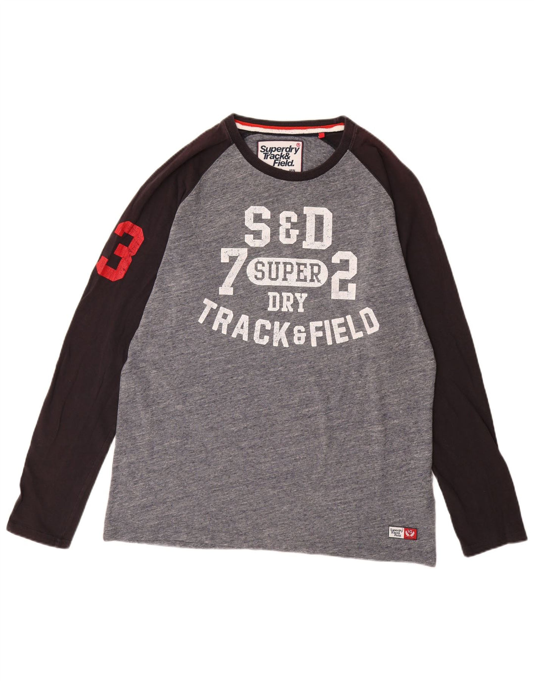 SUPERDRY Haut graphique à manches longues pour hommes 2XL Gris Colorblock Coton