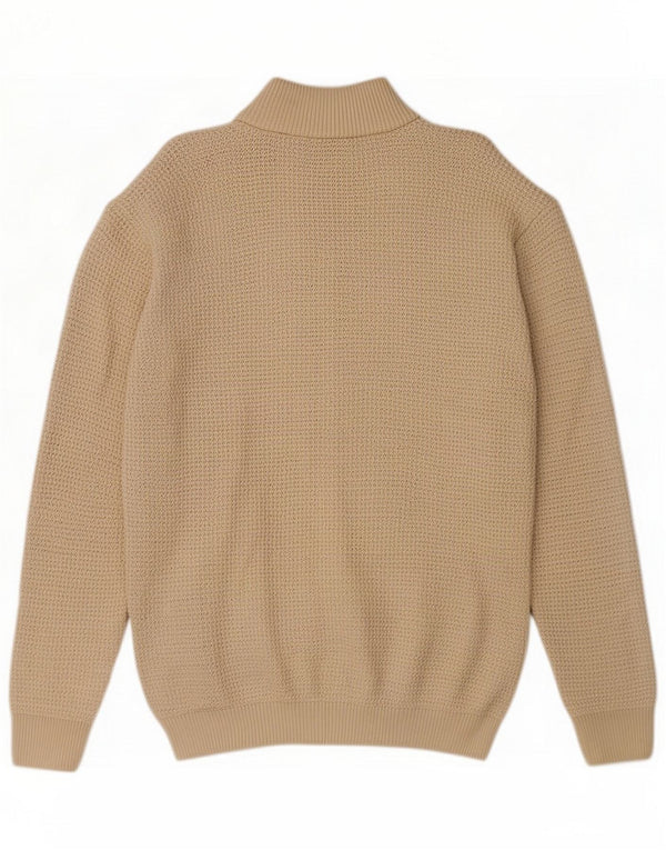 Zara Pull cardigan entièrement zippé pour homme en coton beige Large