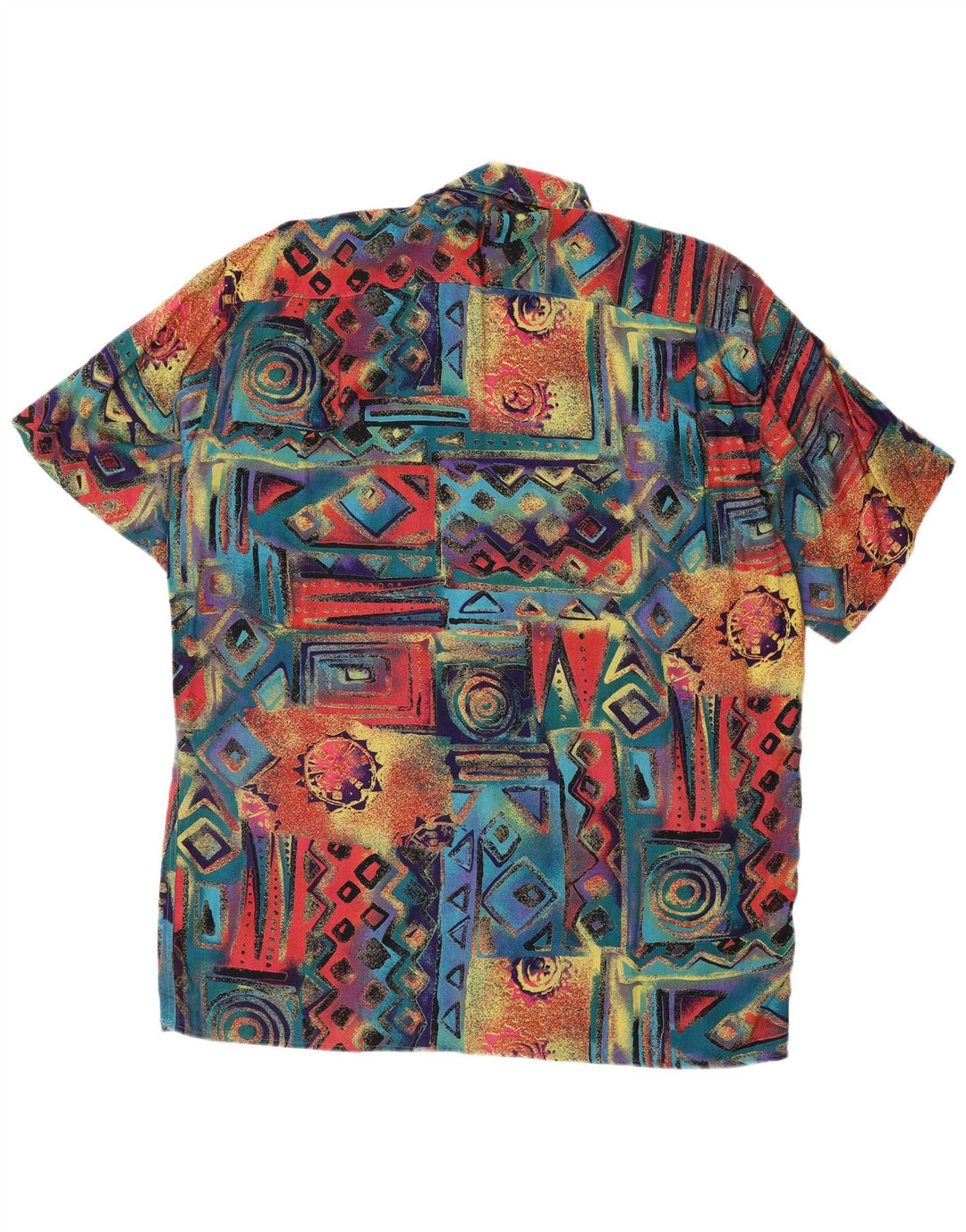 Chemise à manches courtes Vintage pour hommes, grande chemise géométrique multicolore