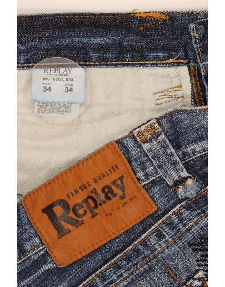 Replay Short en jean homme W34 grand bleu coton