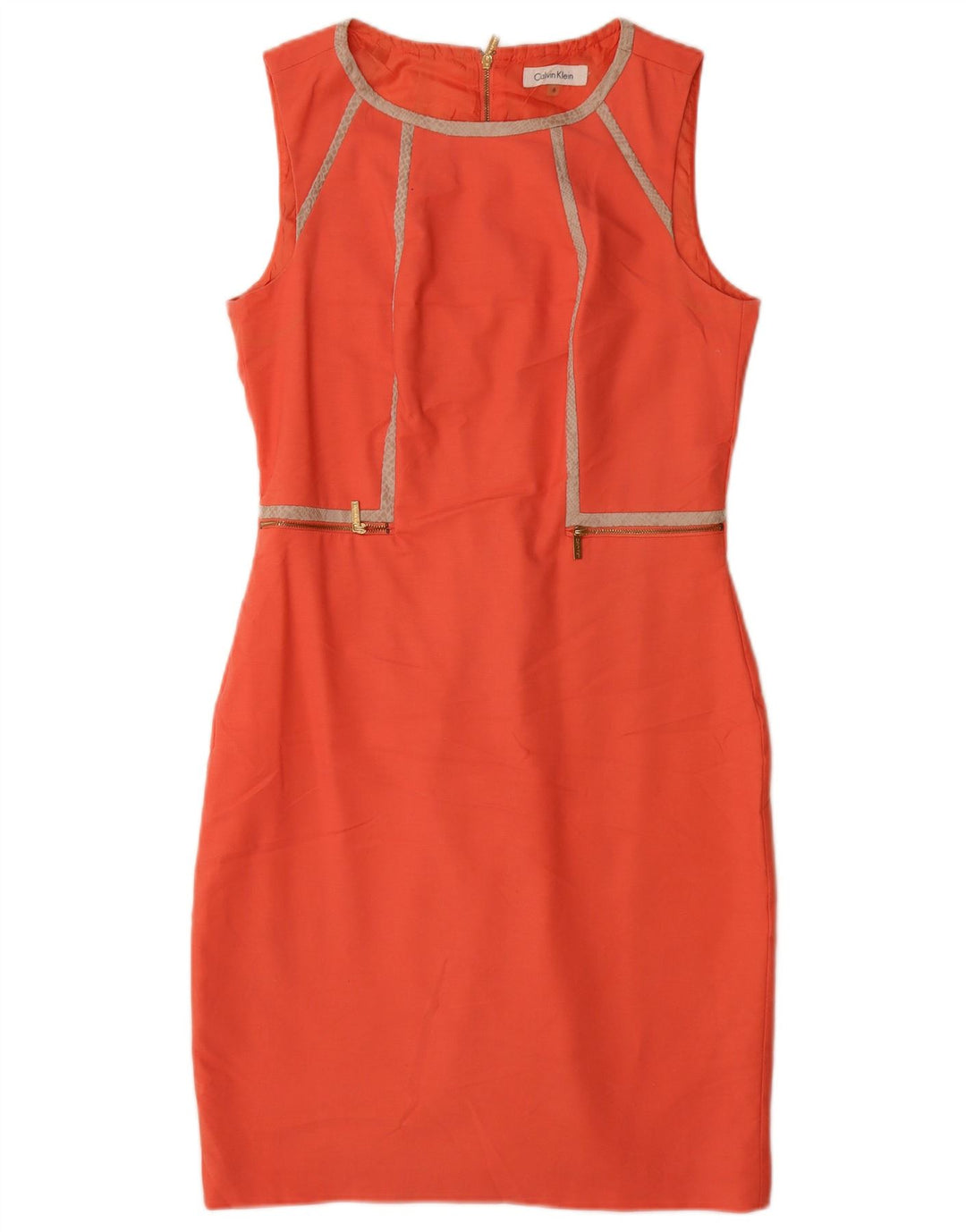 Calvin Klein Robe fourreau sans manches pour femme US 6 Orange moyen