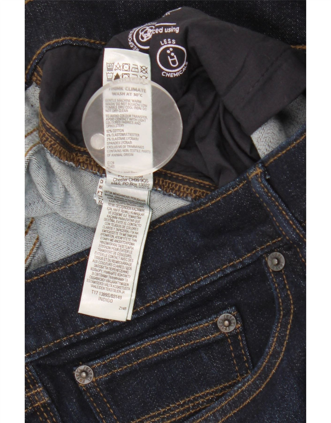 Marks & Spencer Jean Slim Homme W38 L29 Bleu Marine Coton
