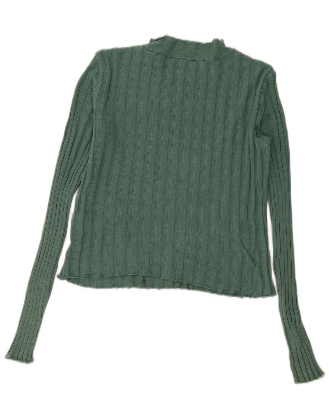 Zara Womens Crop Top Manches Longues UK 12 Vert Moyen