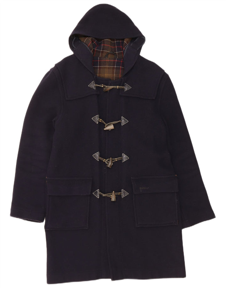 Barbour Duffle Coat à capuche pour homme UK 36 Petite laine bleu marine