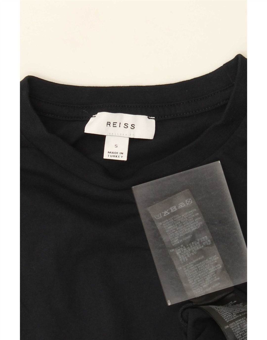 Reiss Homme T-Shirt Top Petit Bleu Marine Coton