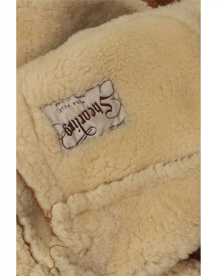 veste en peau de mouton vintage pour homme UK 40 Grande peau de mouton brune