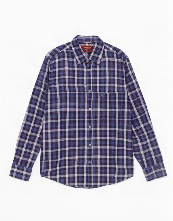 Carrera Chemise Regular Fit en Flanelle Homme Bleu Marine à Carreaux en Coton