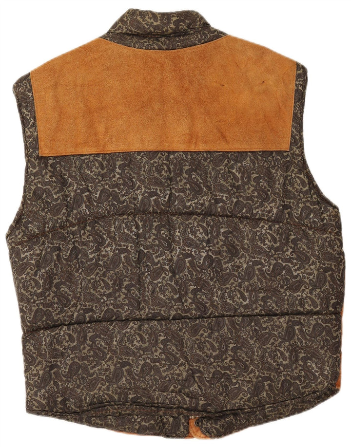 VINTAGE Gilet rembourré en daim pour homme IT 54 2XL Cuir cachemire marron