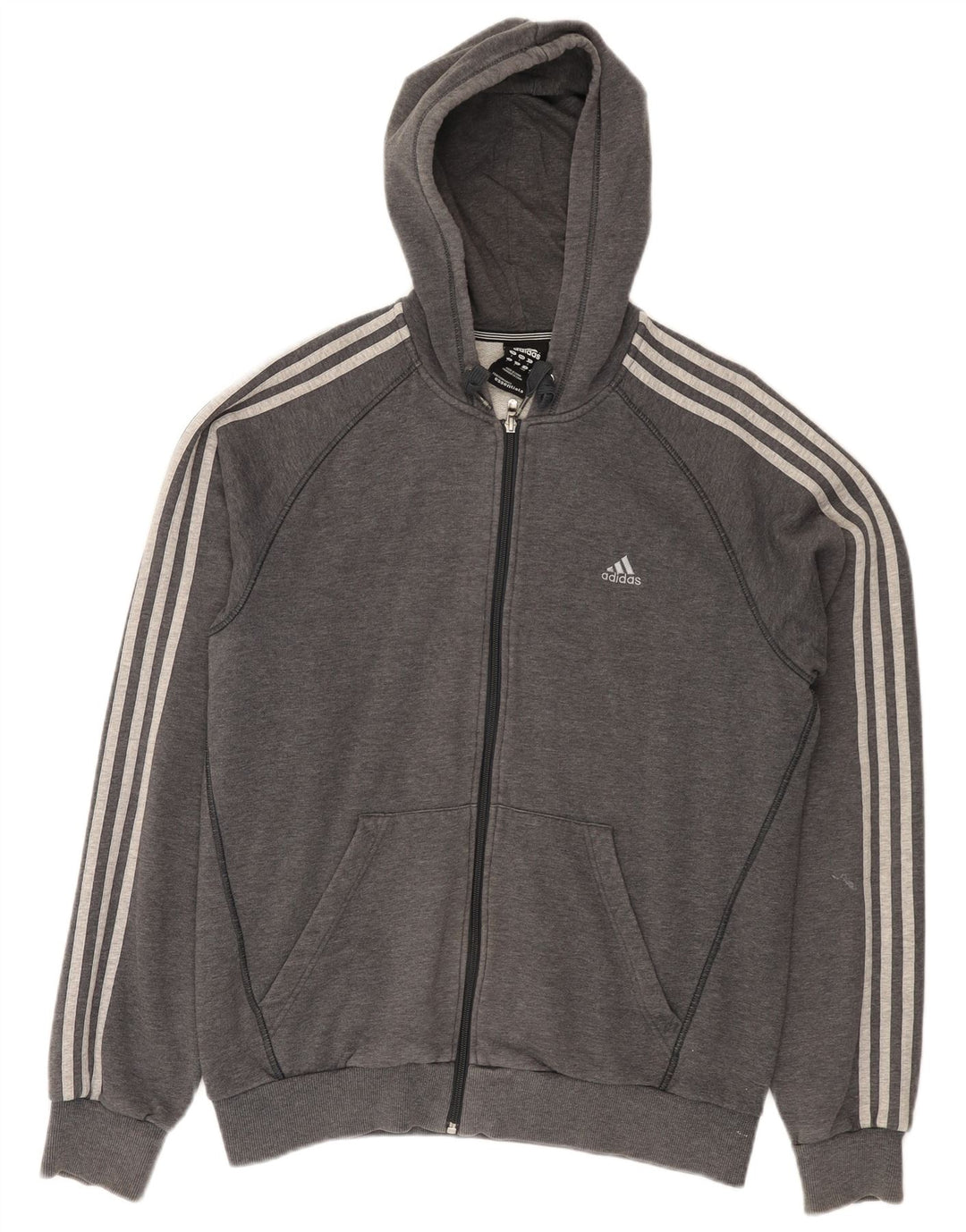 Adidas Pull à capuche zippé pour homme Grand coton gris
