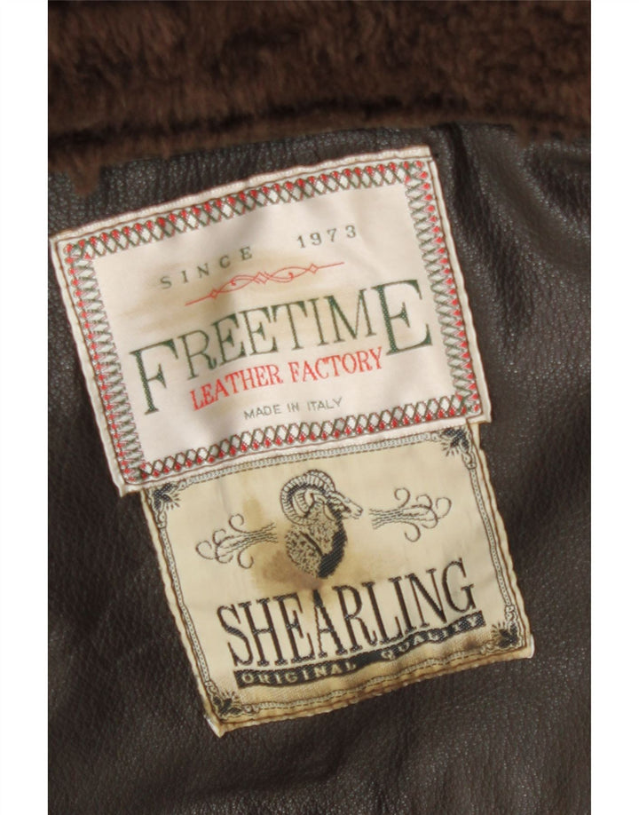 veste en peau de mouton homme vintage UK 42 XL peau de mouton marron