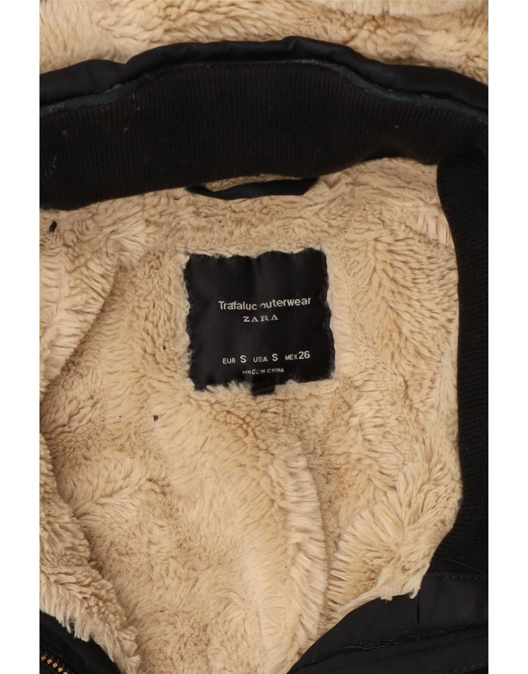 Zara Parka à capuche pour femme UK 10 Small Noir