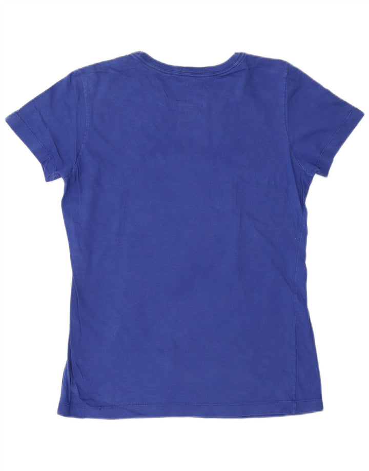 NIKE T-shirt graphique coupe slim pour femme UK 14 Large Bleu Coton