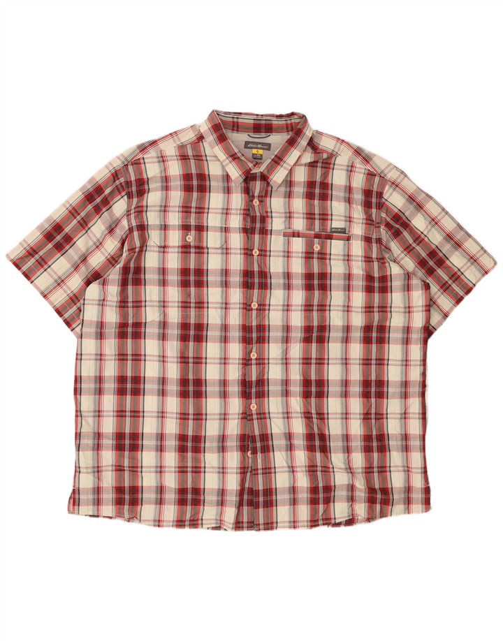 EDDIE BAUER Chemise à manches courtes pour hommes 2XL Rouge à carreaux Polyester