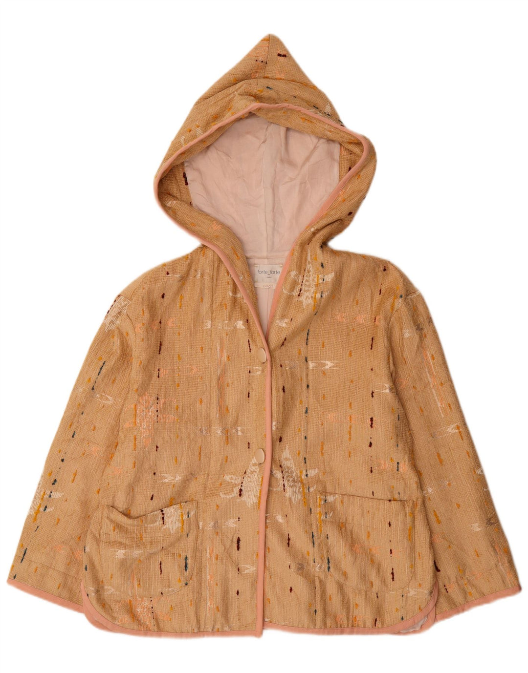 Forte Manteau à capuche pour femme UK 46 Large Viscose à pois beige