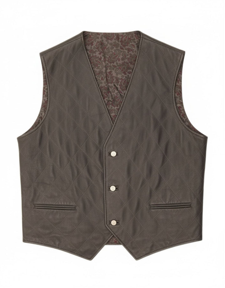 gilet en cuir homme vintage Grand Paisley Noir