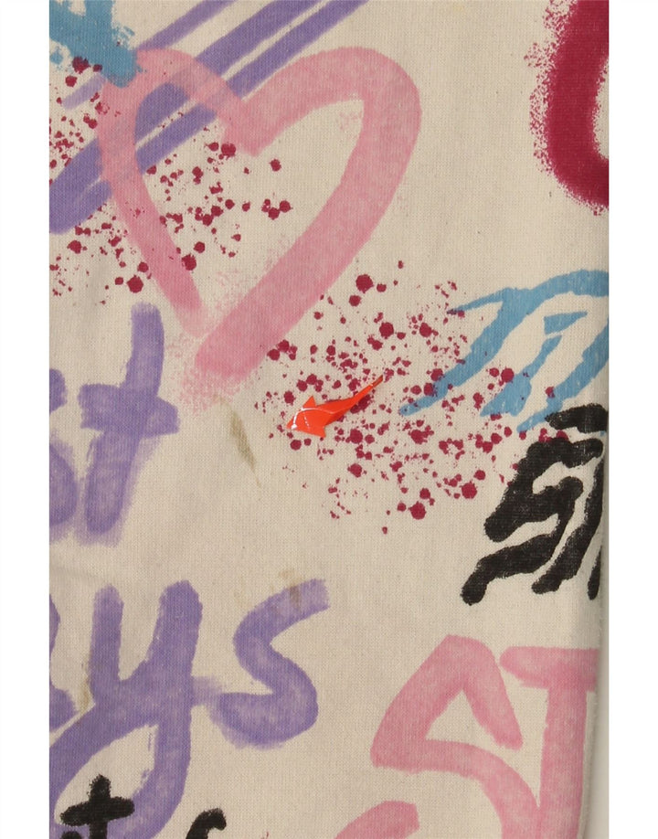 ZARA Pantalon de survêtement graphique pour fille 13-14 ans en coton blanc cassé