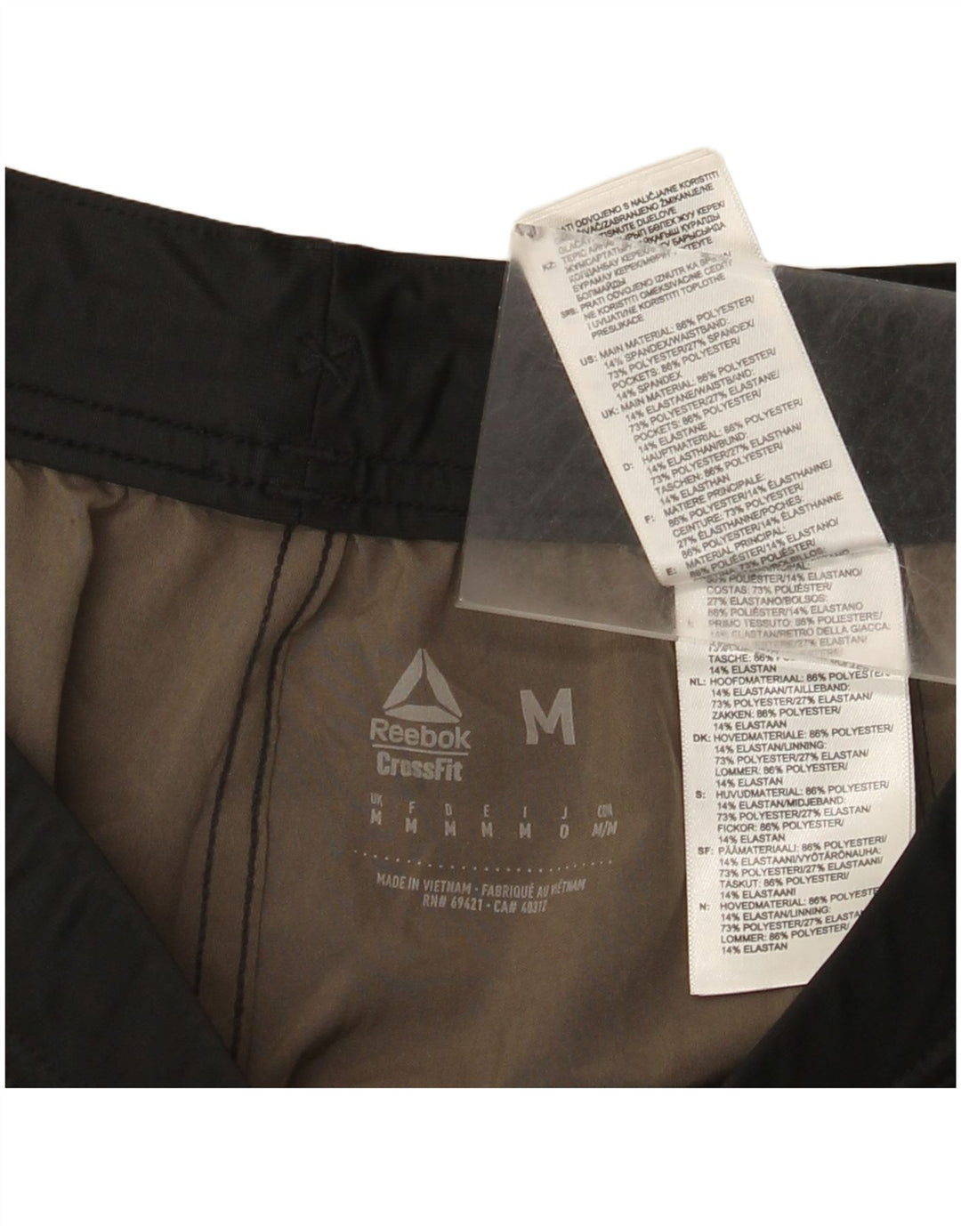 Reebok Short de Sport Cross Fit Graphic Homme Noir Moyen Géométrique Polyester