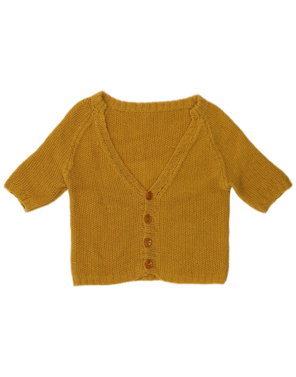 vintage Femmes 1/2 Manches Crop Cardigan Pull UK 10 Petit Vert