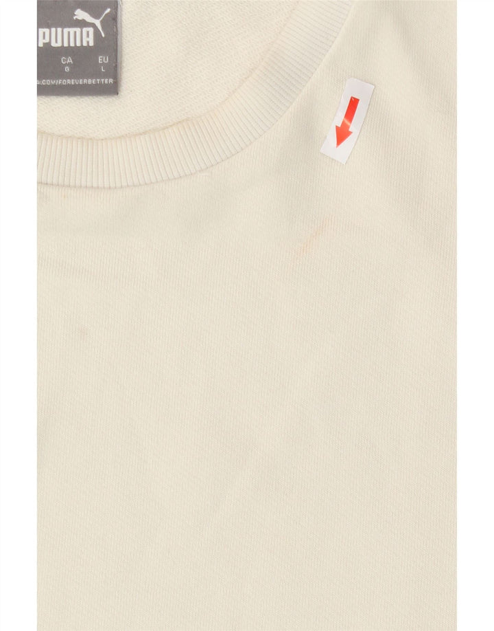 Puma Sweat-shirt graphique pour homme en coton color block Blanc Taille L