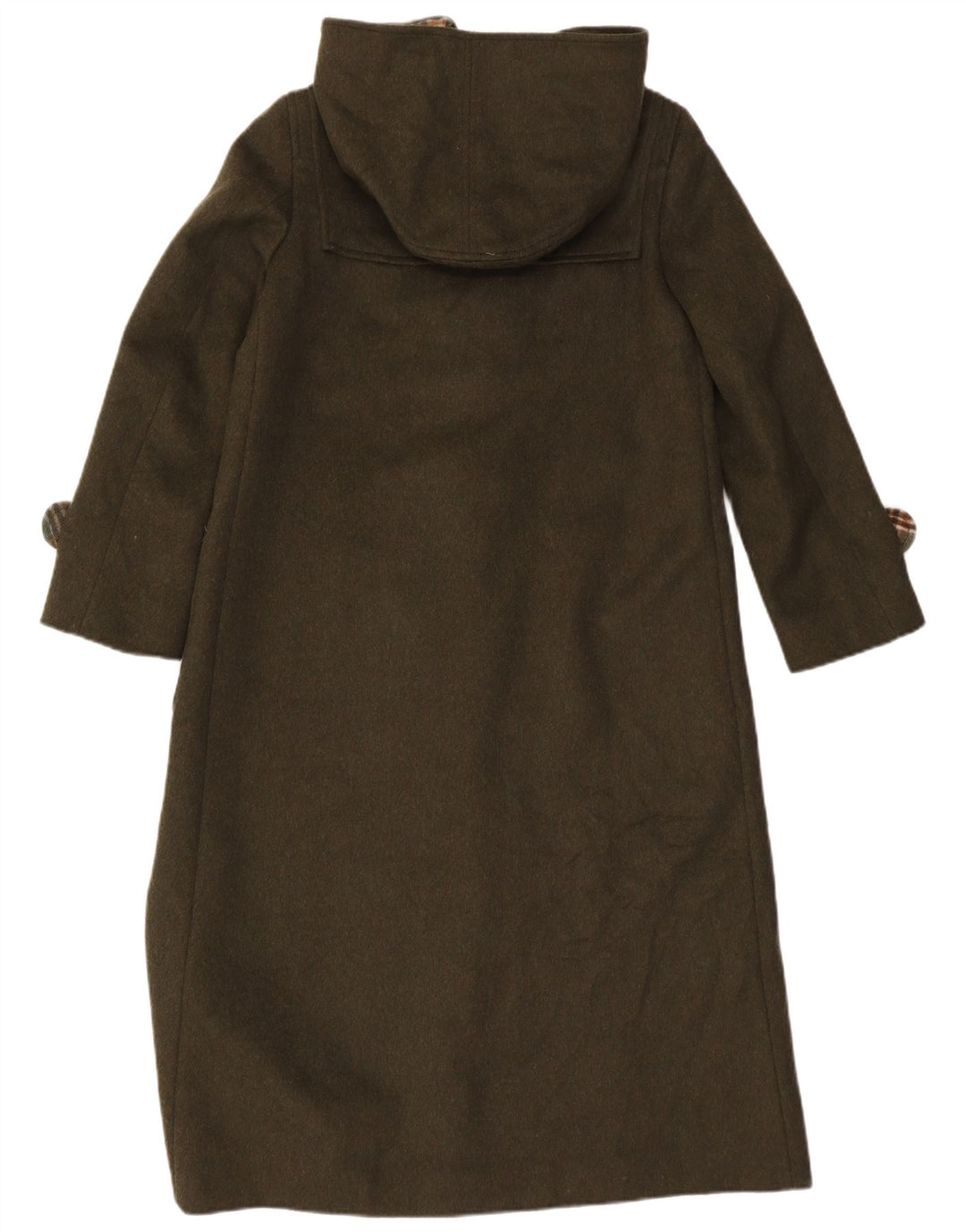 vintage Femme À Capuchon Duffle Coat EU 40 Laine Kaki Moyenne