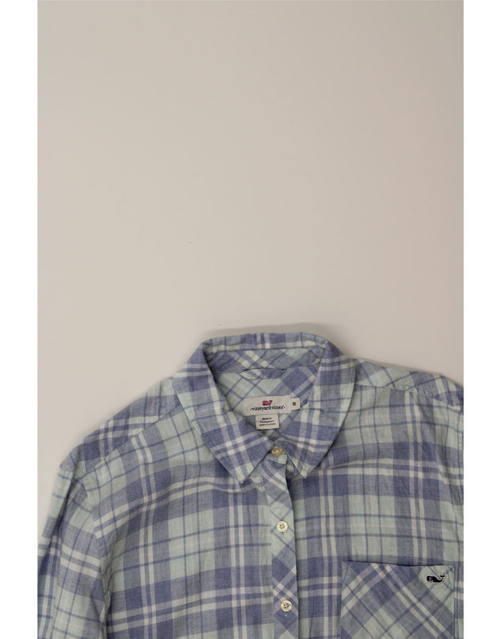 VINEYARD VINES Womens Shirt US 16 2XL Blue Check Cotton Vintage Vineyard Vines and Second-Hand Vineyard Vines from Messina Hembry 