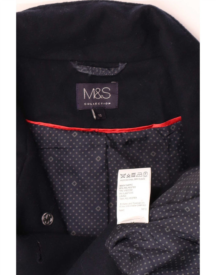Marks & Spencer Trench-Coat Femme UK 16 Large Bleu Marine Polyester