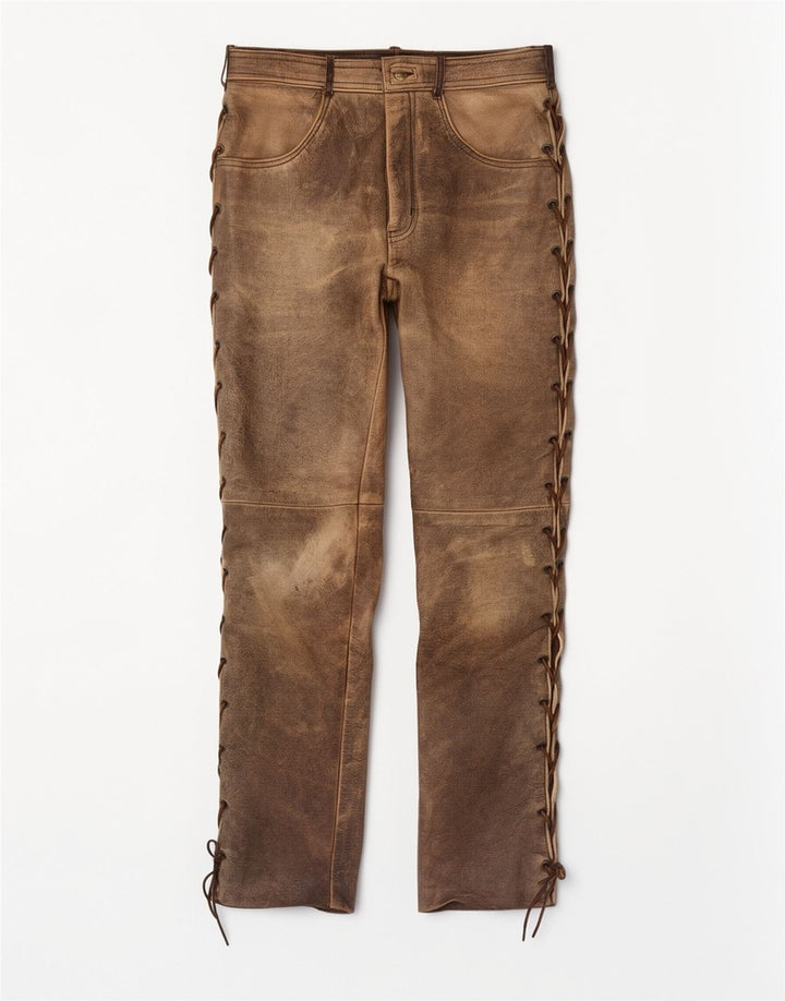 Pantera Pantalon en cuir pour homme Taille 31 W31 L33 Cuir marron
