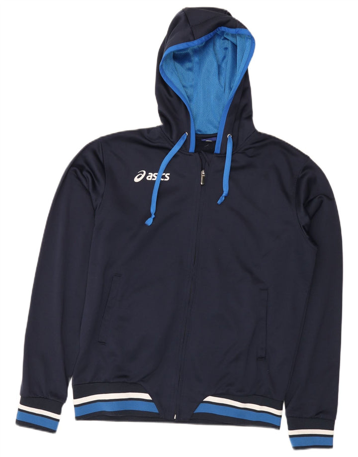 Asics Veste de survêtement à capuche pour homme Bleu marine moyen Colourblock